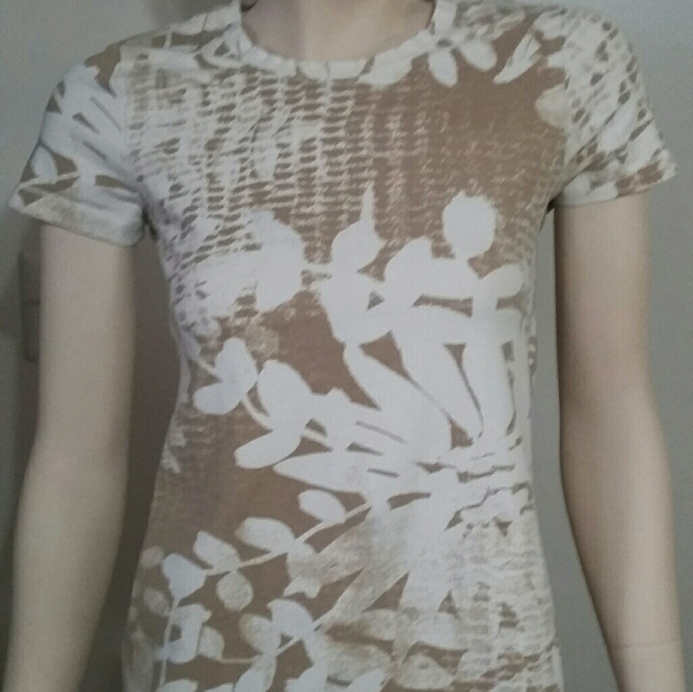"Sonoma" cream and brown floal print T shirt
